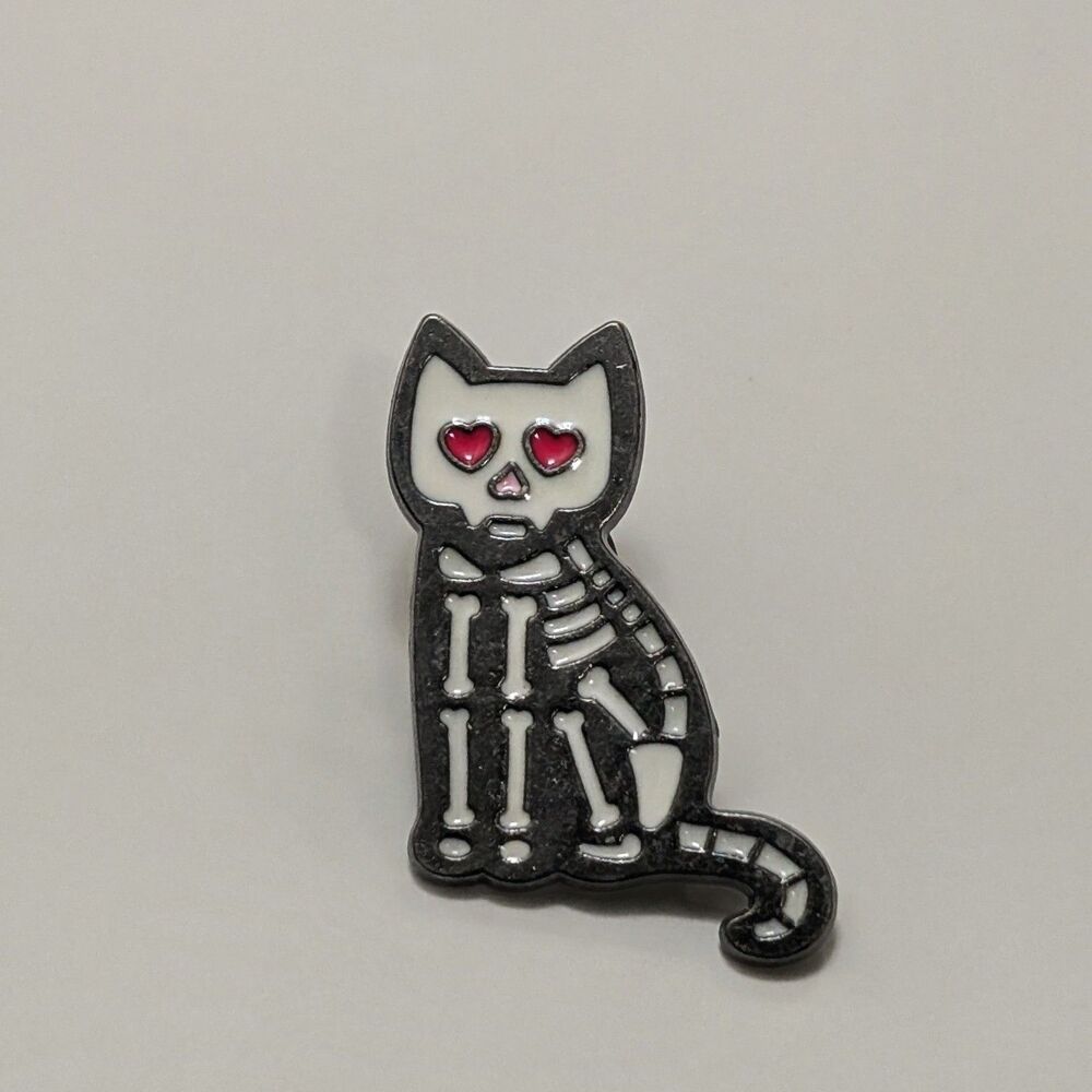 Glow Brille Halloween Creatology Pin Broche - Cute Skeleton Cat